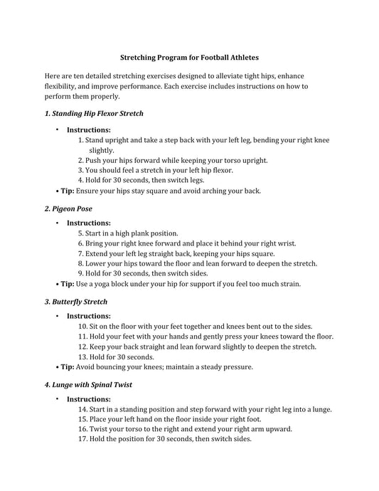 FREE Stretching Sheet for ATHLETES